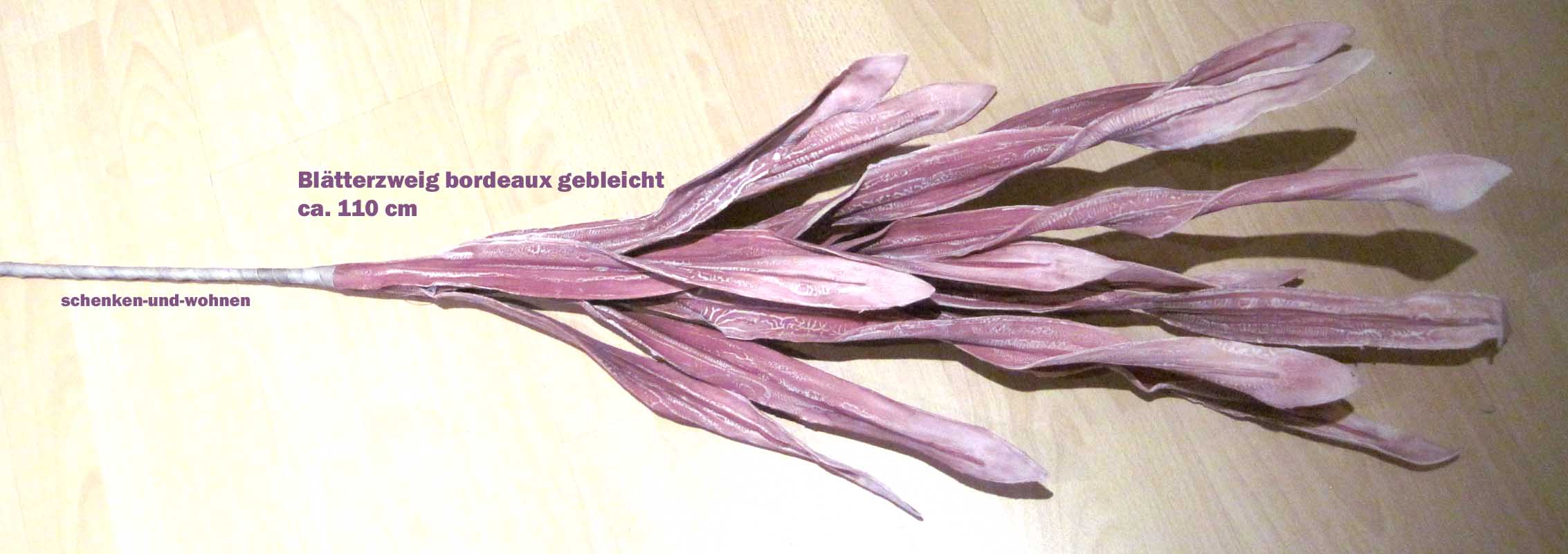 1 Kunstblume - Blätterzweig geschäumt - Rosenholz ca. 110 cm