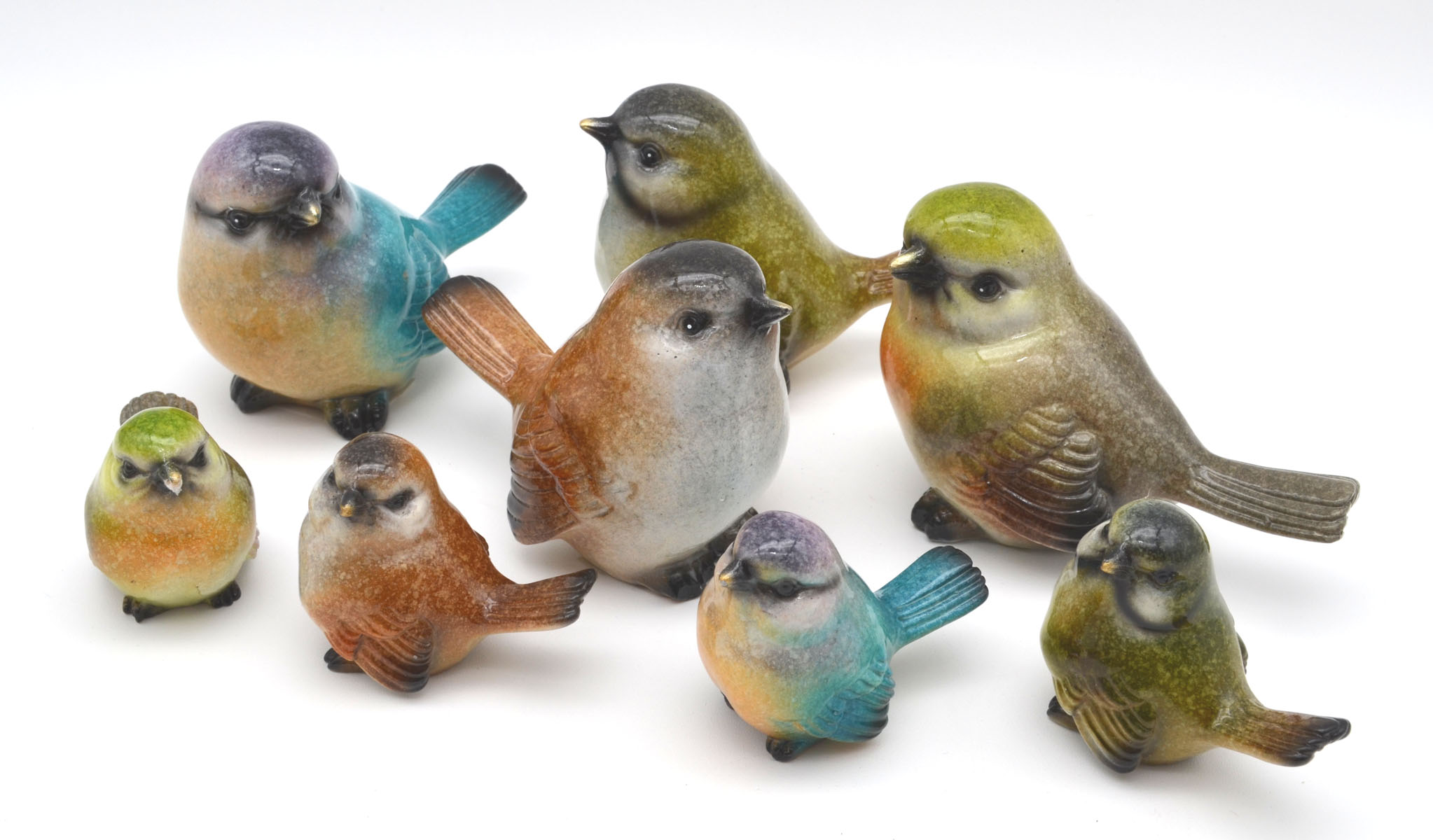 Handbemalter Keramik-Vogel – 6 oder 8 cm in 4 Farben