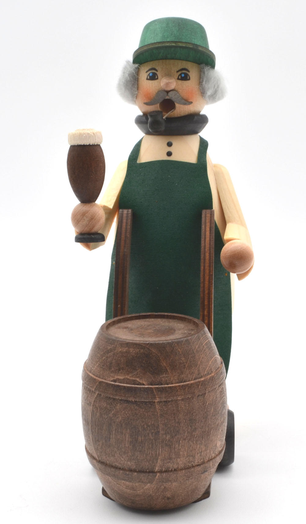 Rauchfigur Bierfahrer Rauchmann mit Bierfass und Tulpe 17 cm Rauchfigur Bierfahrer Rauchmann mit Bierfass und Tulpe 17 cm