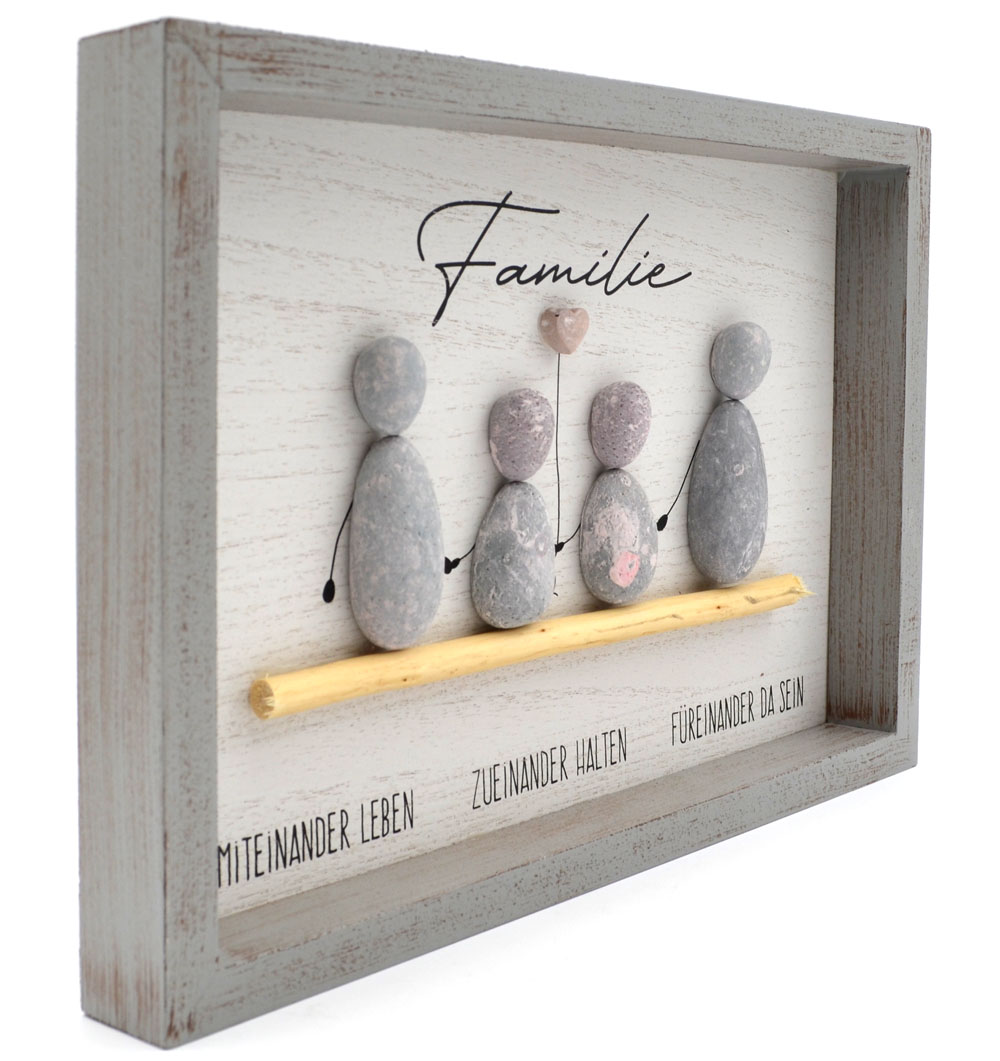 Steinbild rechteckig "Familie 2"  Spruch MDF grau 33x24x3,5 cm  Steinbild rechteckig "Familie 2"  Spruch MDF grau 33x24x3,5 cm