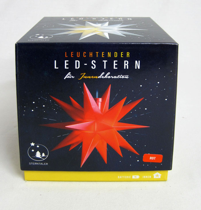 Baby-Stern 18 Zacken Rot, 8 cm LED und Timer, batteriebetrieben