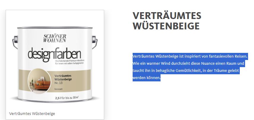 Designfarbe Verträumtes Wüstenbeige feinmatt 100 ml