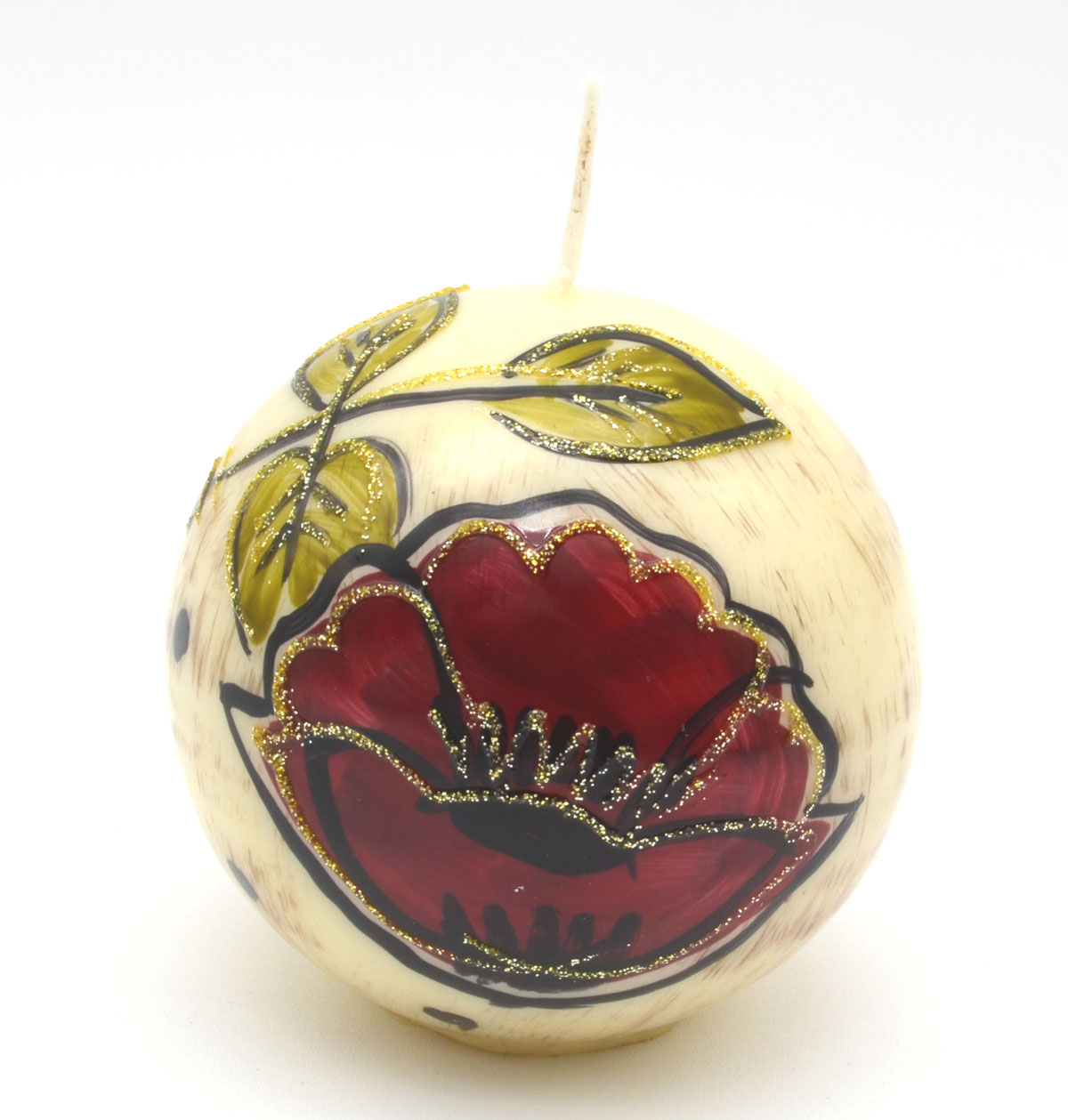 Kugelkerze "Amaryllis" Creme-Bunt, Ø ca.8 cm