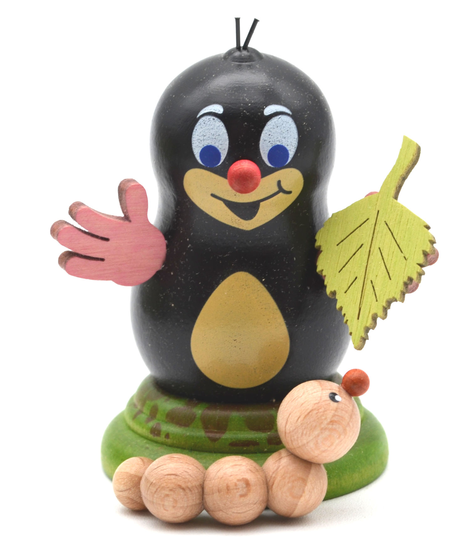 Maulwurf "Lene" mit Blatt ca. 7 cm hoch