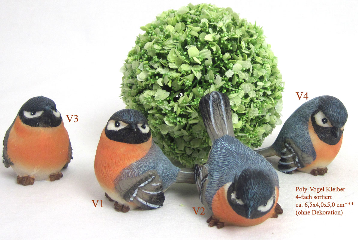 1 Poly-Vogel Kleiber, sortiert, blau-orange, ca. 6,5 x 4,0 x 5,0 cm