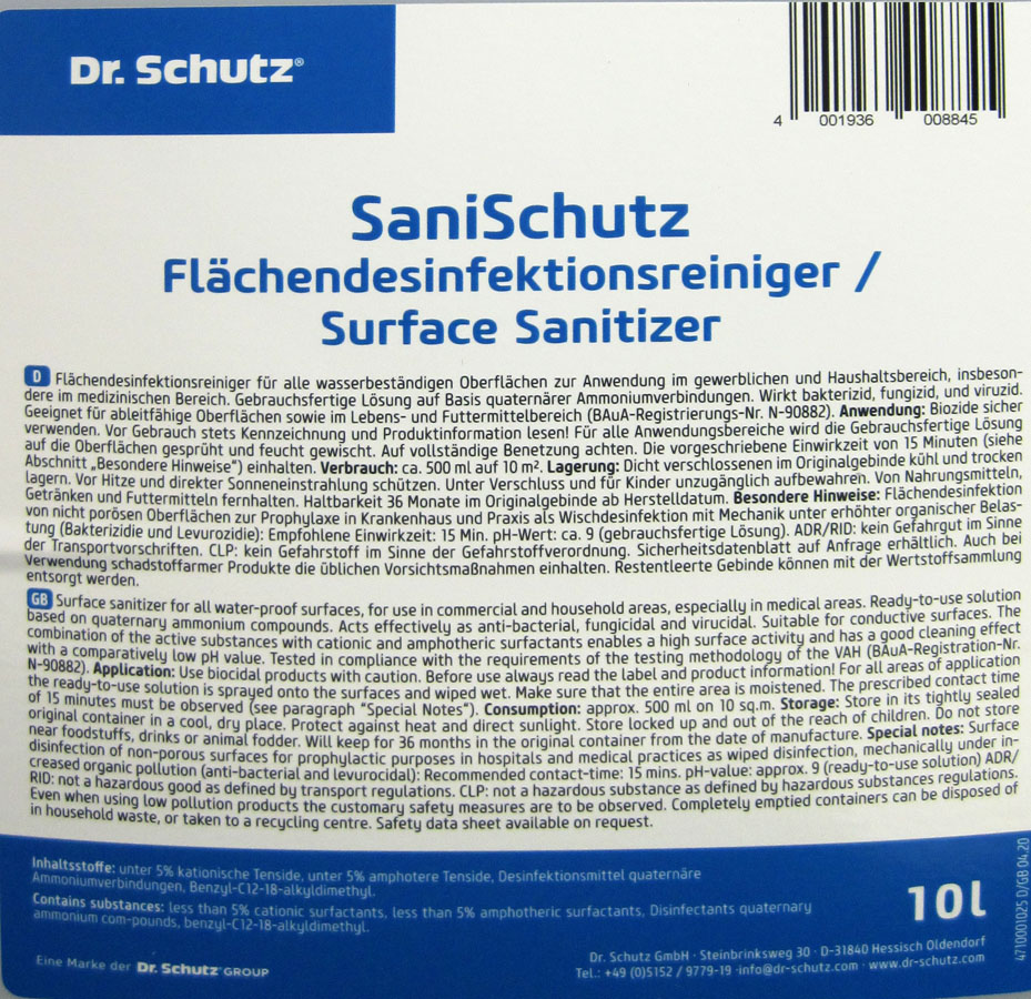 Flächendesinfektionsmittel SaniSchutz 10 l