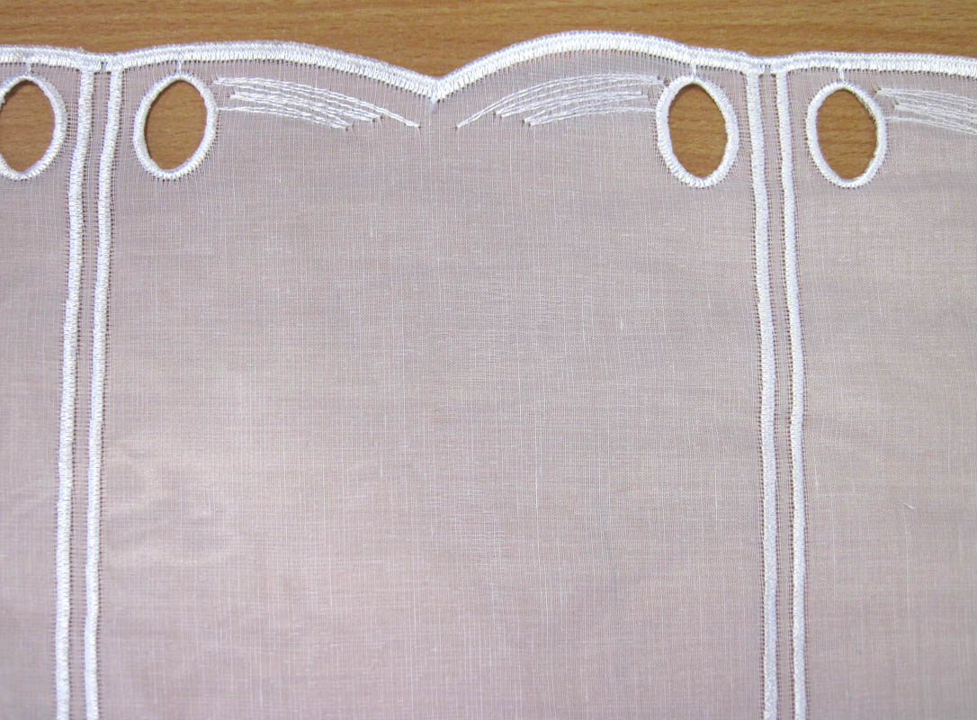 1 Teil Kurzgardine - Panneaux weiß/grau mit Stickerei ca. 16 x 90 cm (B/H)