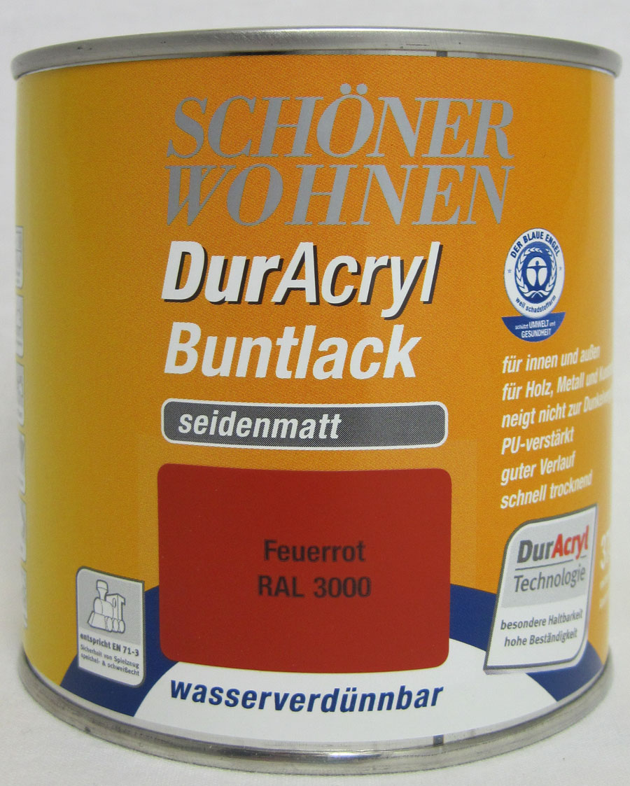 DurAcryl Buntlack seidenmatt Feuerrot 375 ml