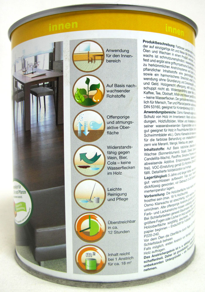 Osmo Klarwachs 1101 Farblos seidenmatt 750ml