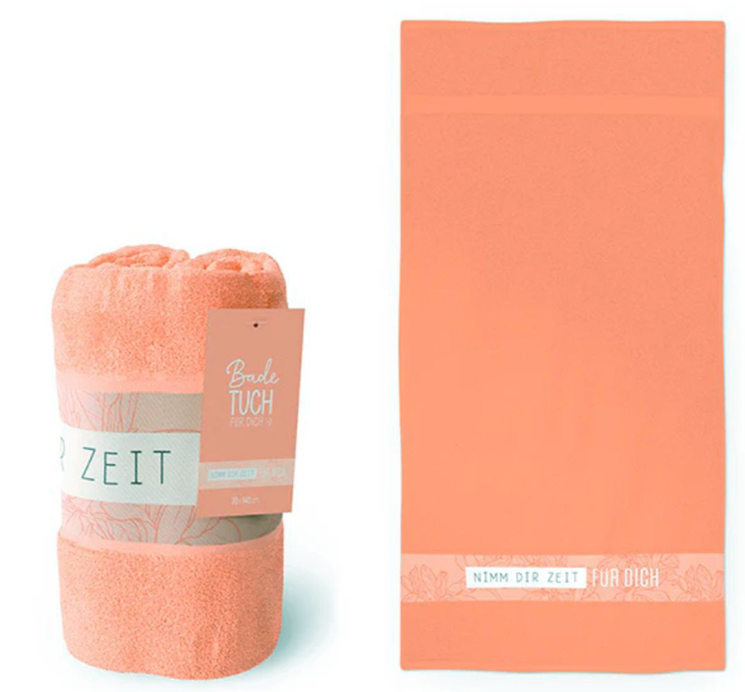 Badetuch Strandtuch "Nimm Dir Zeit" 70x140 cm orange