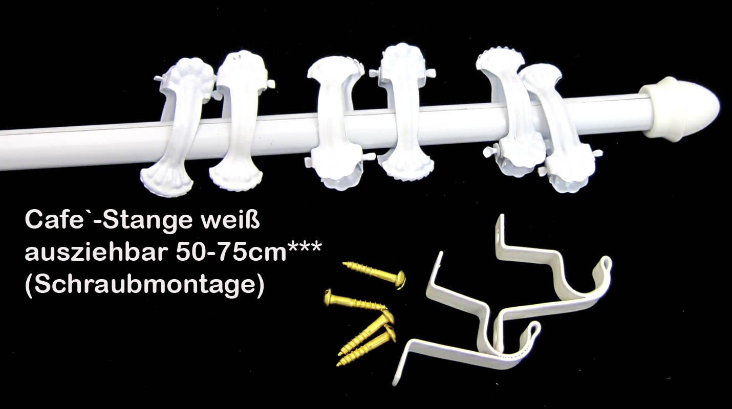Cafe - Stange - weiß incl. Schraubhalterung, ausziehbar 50-75 cm
