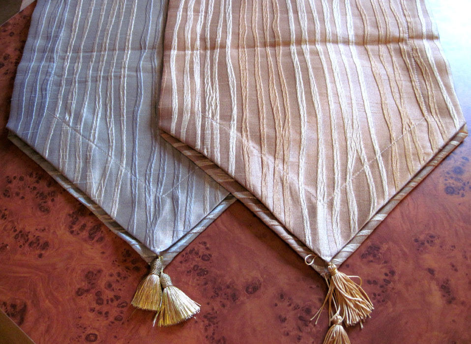 Tischläufer Streifen kupferfarben-Gold, ca. 38 x 100 cm mit Quaste