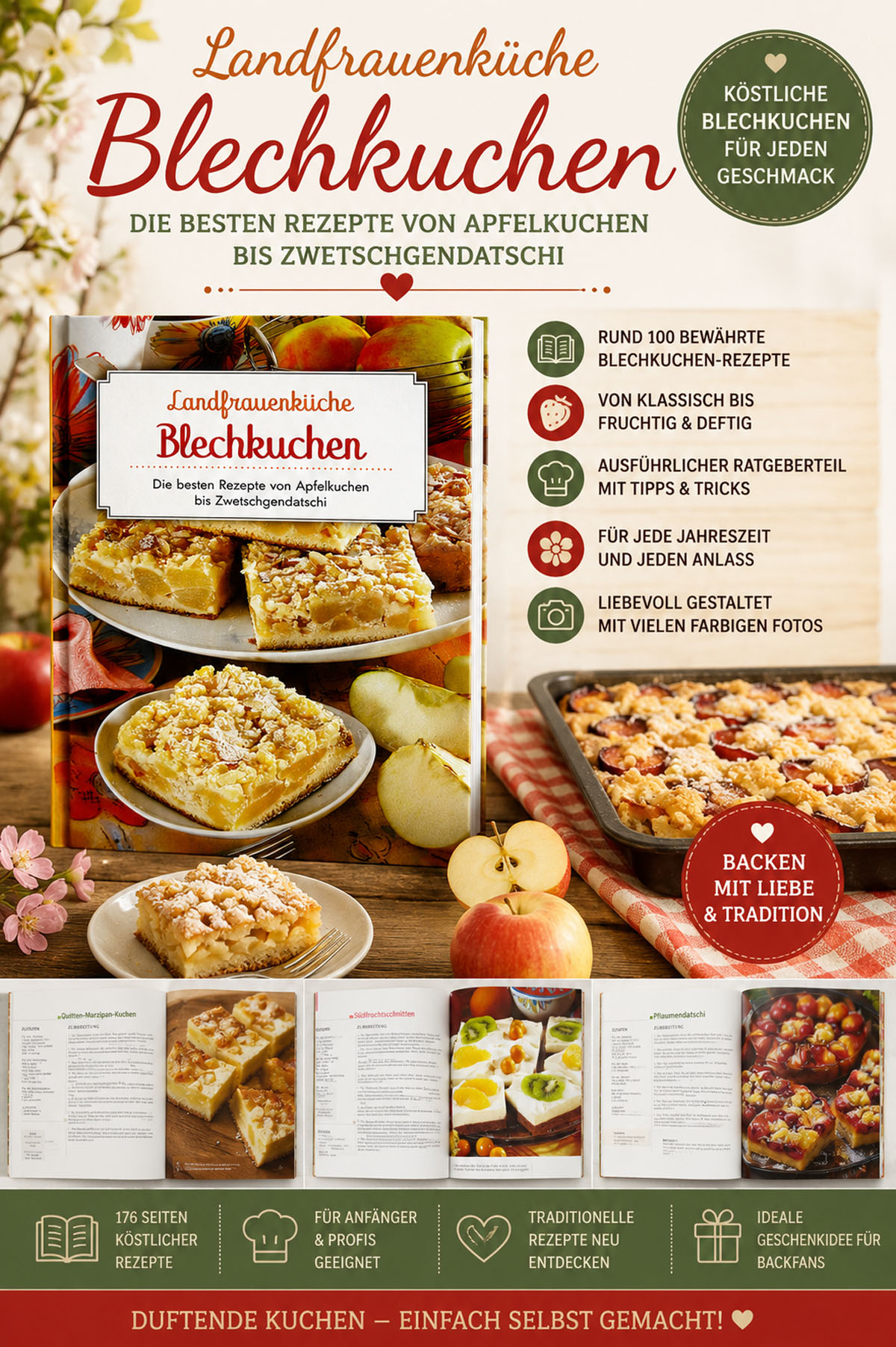 Landfrauenküche Blechkuchen ca. 15 x 21.5 cm