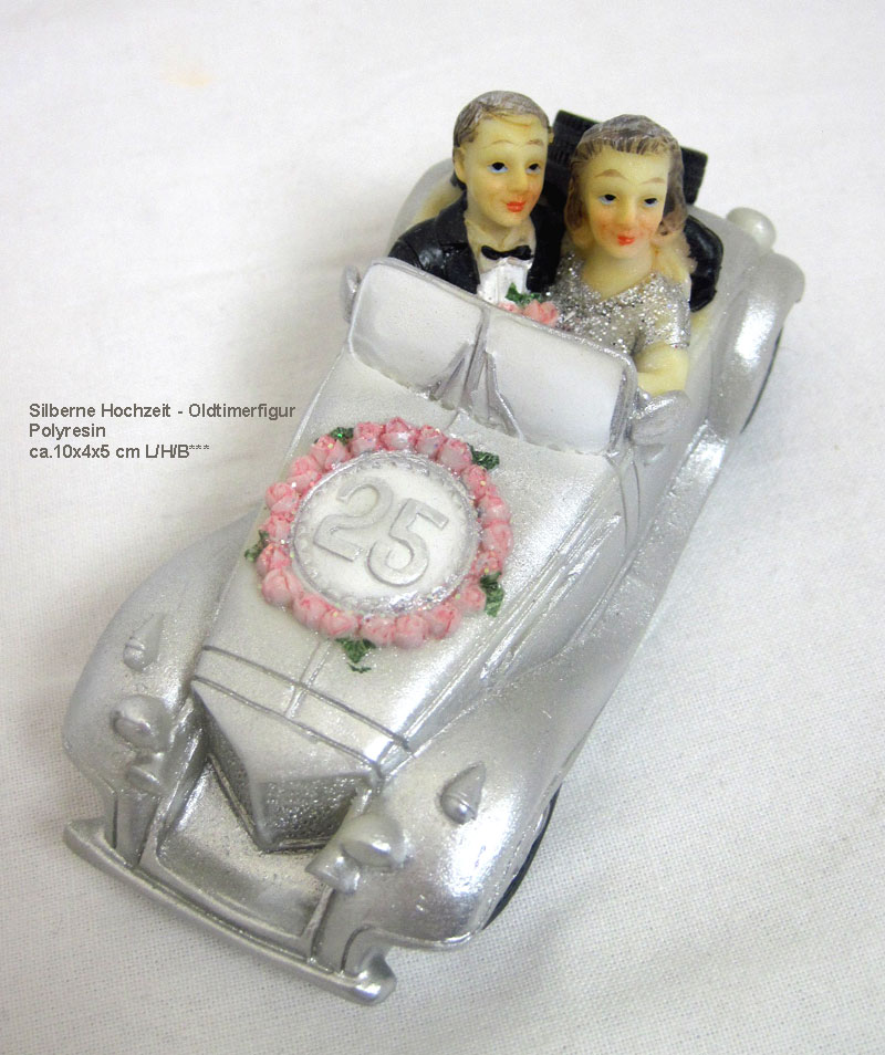 Silberne Hochzeit - Oldtimerfigur, Polyresin ca.10x4x5 cm L/H/B