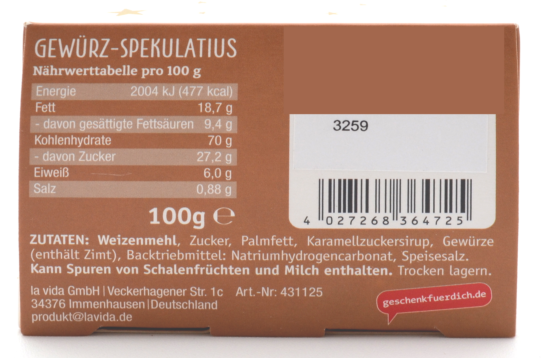 Fertig verpacktes Weihnachtspräsent – Laterne & Spekulatius