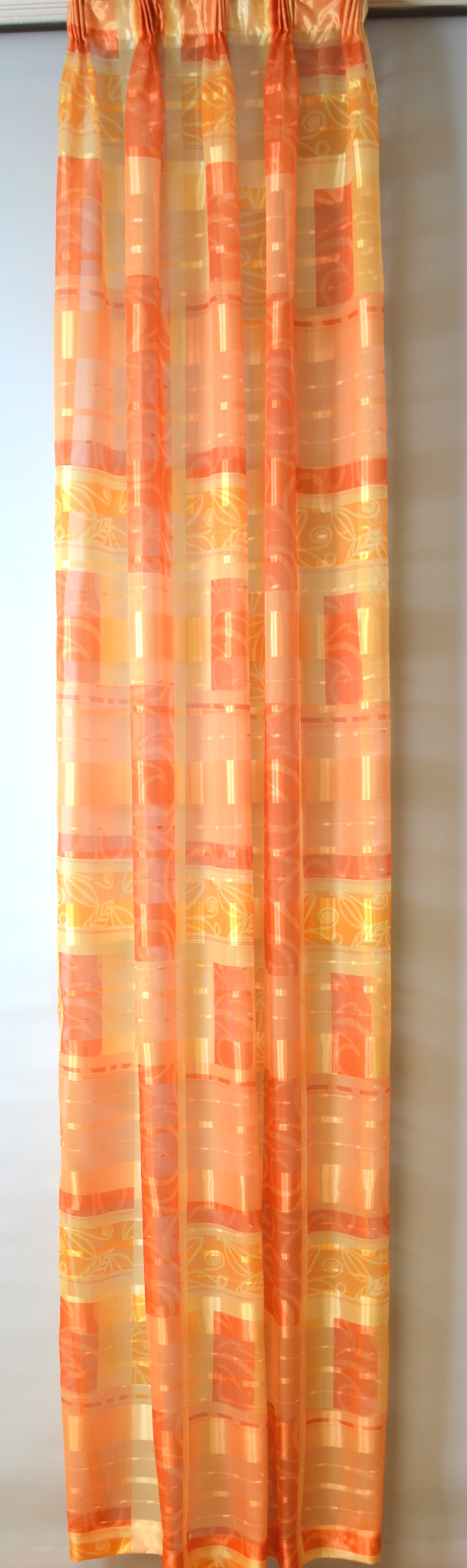 1 Seitenschal halbtransparent gemustert orange 0,45x2,60 m BxH