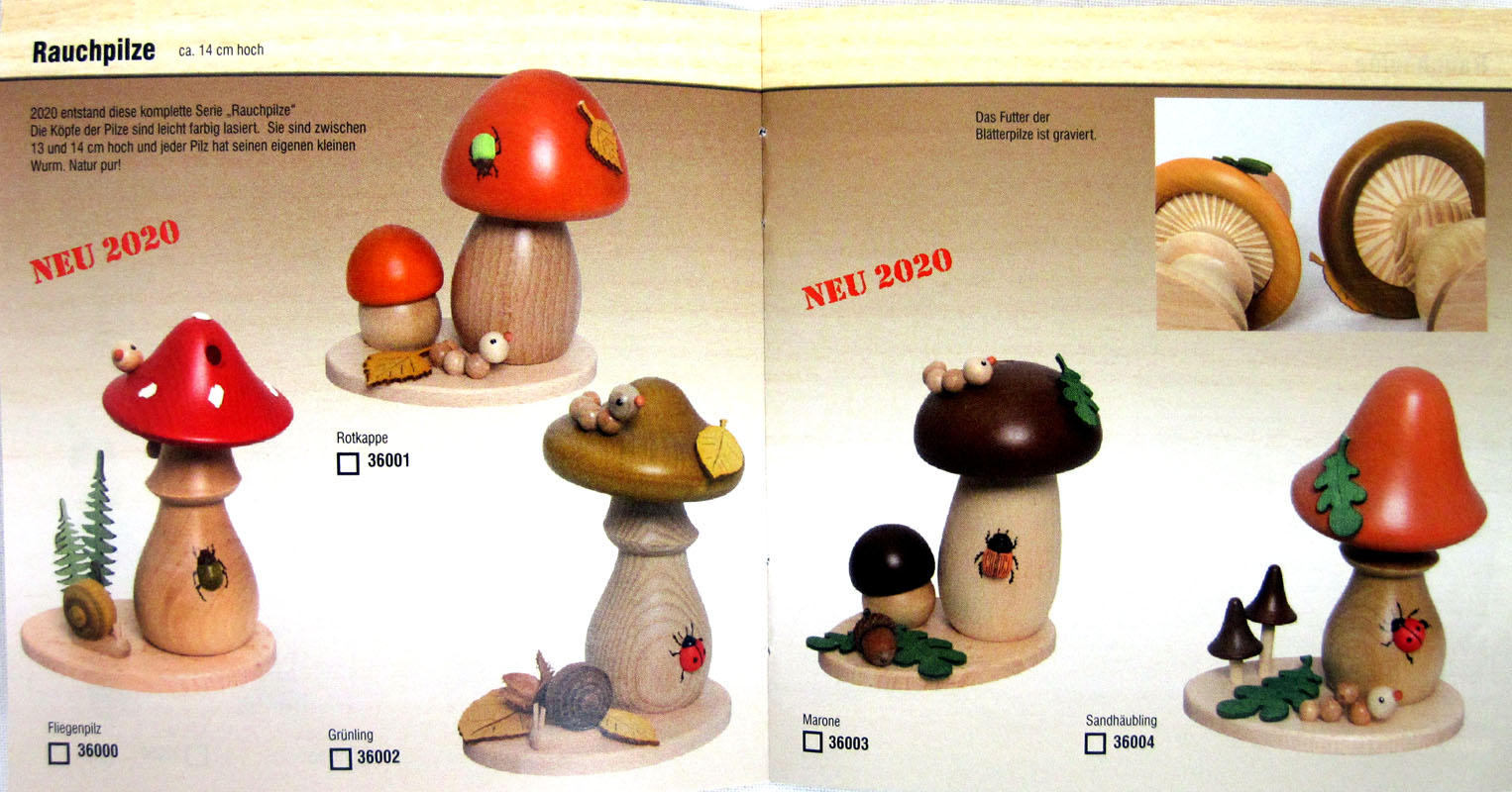 Rauchpilz Rotkappe natur mit farbiger Lasur ca. 14 cm - Neu 2020