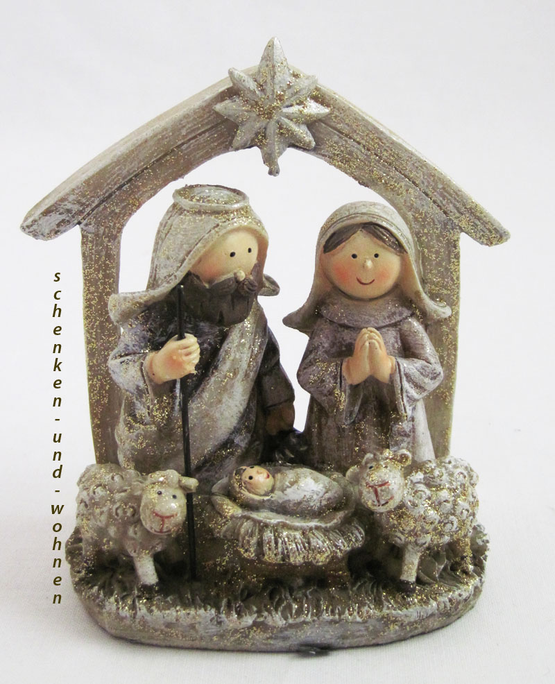 Heilige Familie mit LED-Licht Creme-Gold ca. 9,0 x 5,0 x 11,0 cm (B/T/H)