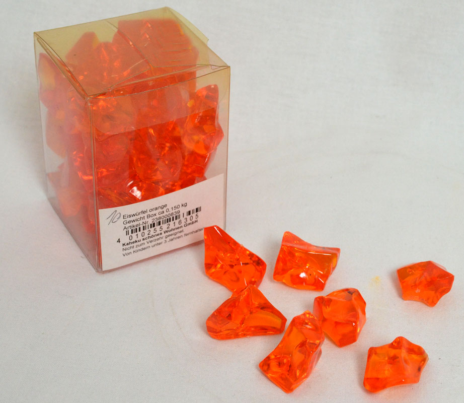 Acryl-Steine Deko Eiswürfel orange
