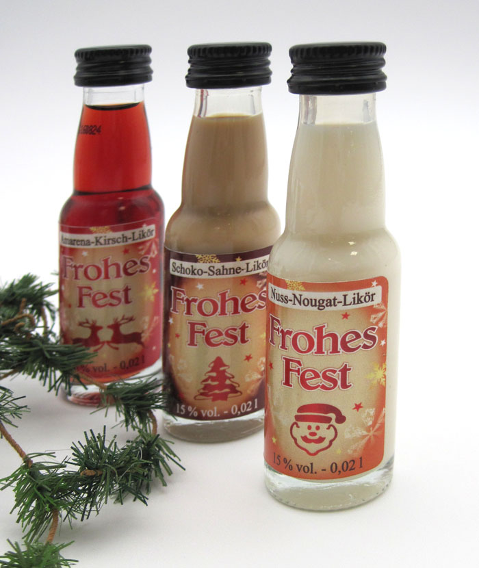 3er Likörbox "Weihnachten Kleinigkeit" Rot 2024, je 15%vol.-0,02l