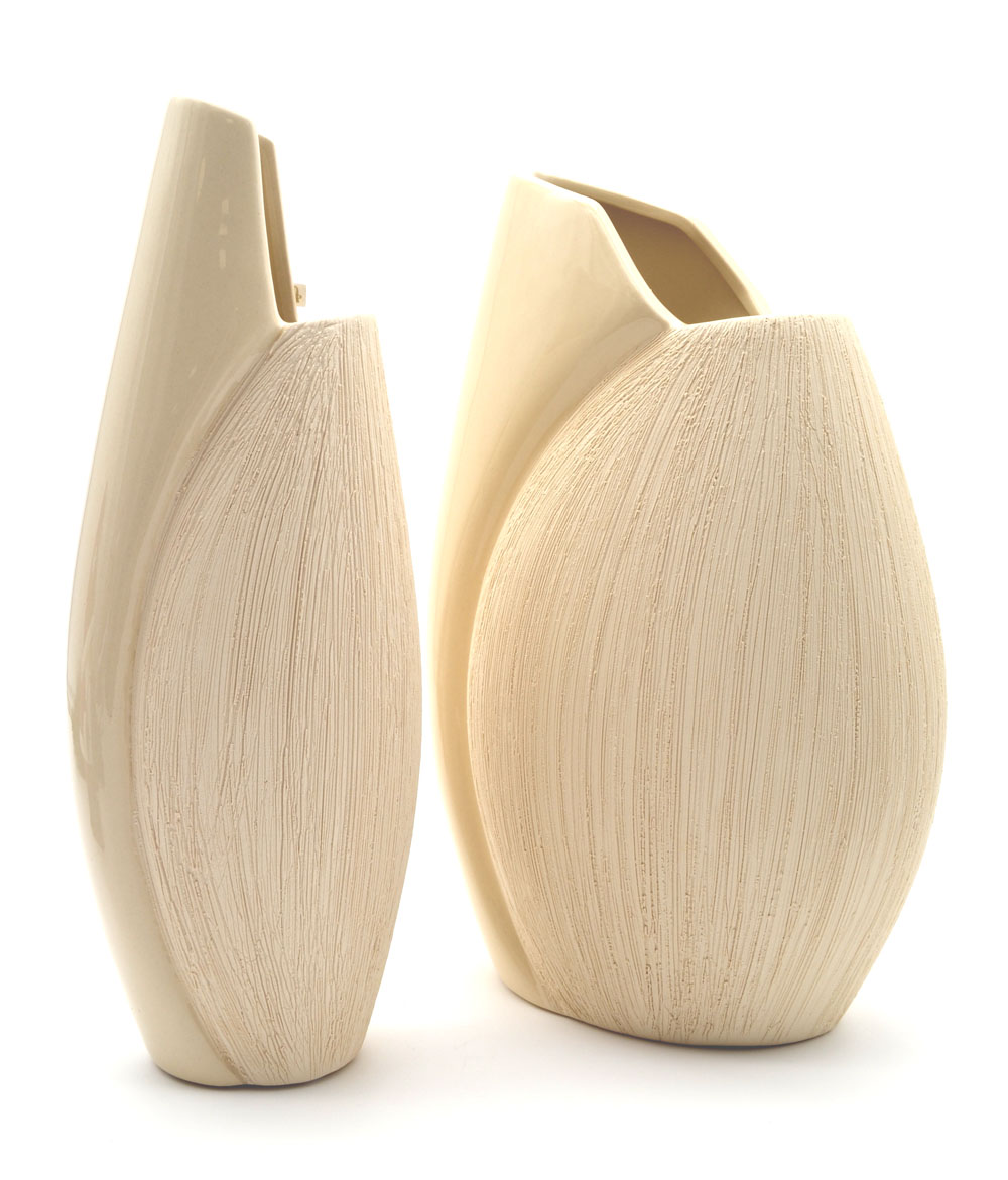 Keramik Vase sandgelb glasiert-matt 26x17x11 cm (HxBxT) Keramik Vase sandgelb glasiert-matt 26x17x11 cm (HxBxT)