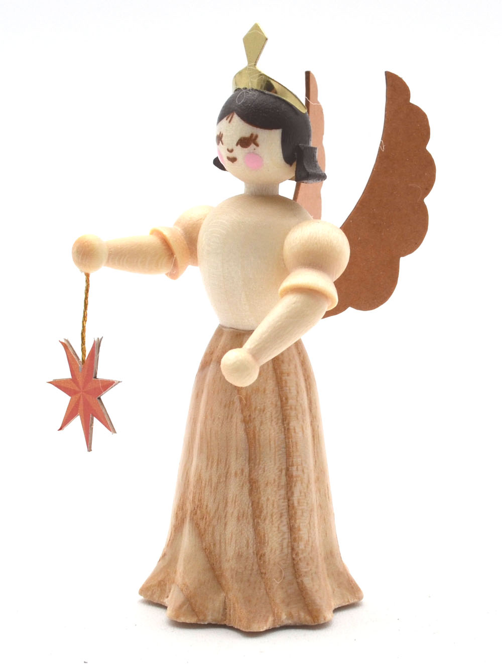 Engel Langrock mit Adventsstern Natur 7 cm Konzertengel  Engel Langrock mit Adventsstern Natur 7 cm Konzertengel