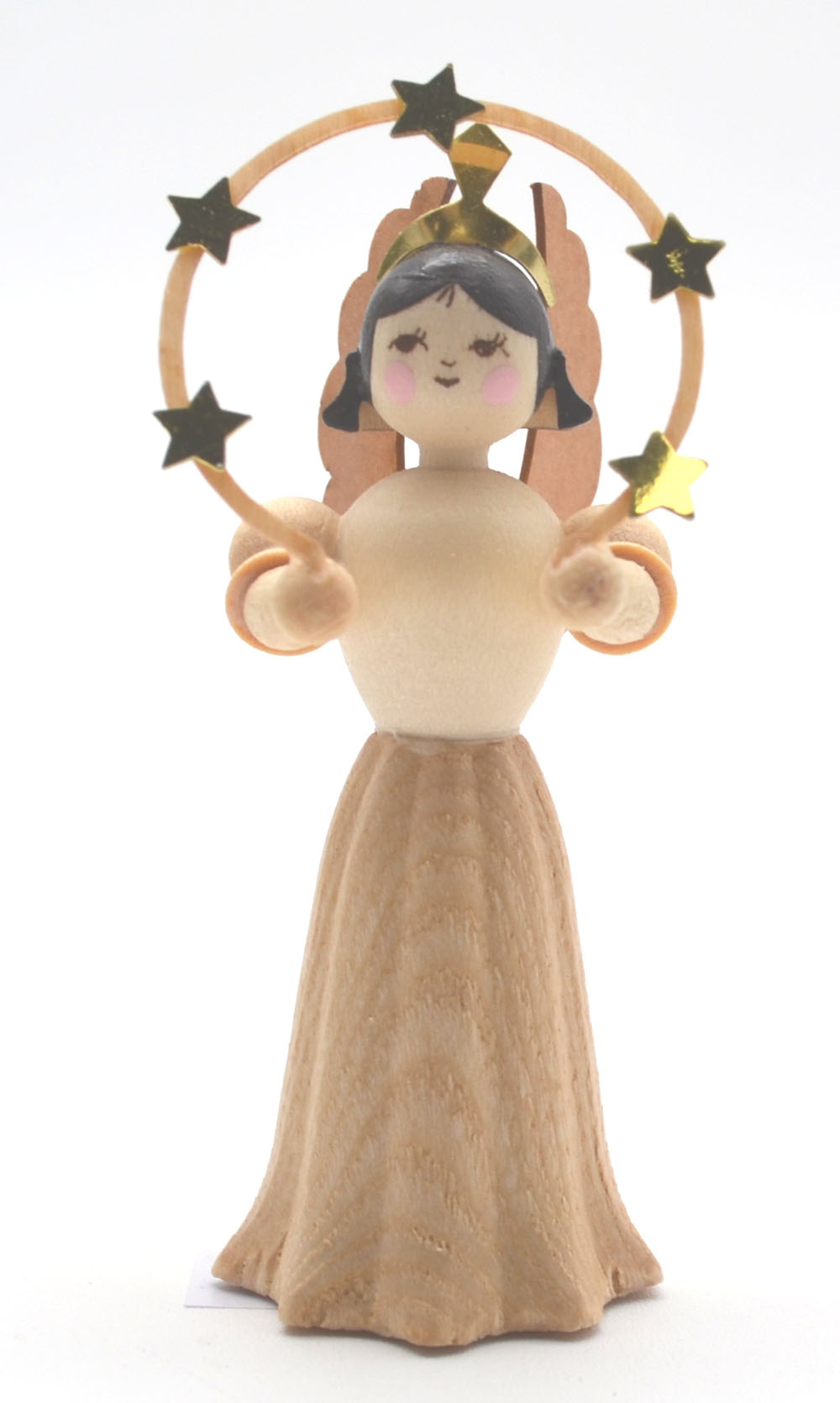 Engel Langrock mit Sternenkranz Natur 7 cm Konzertengel