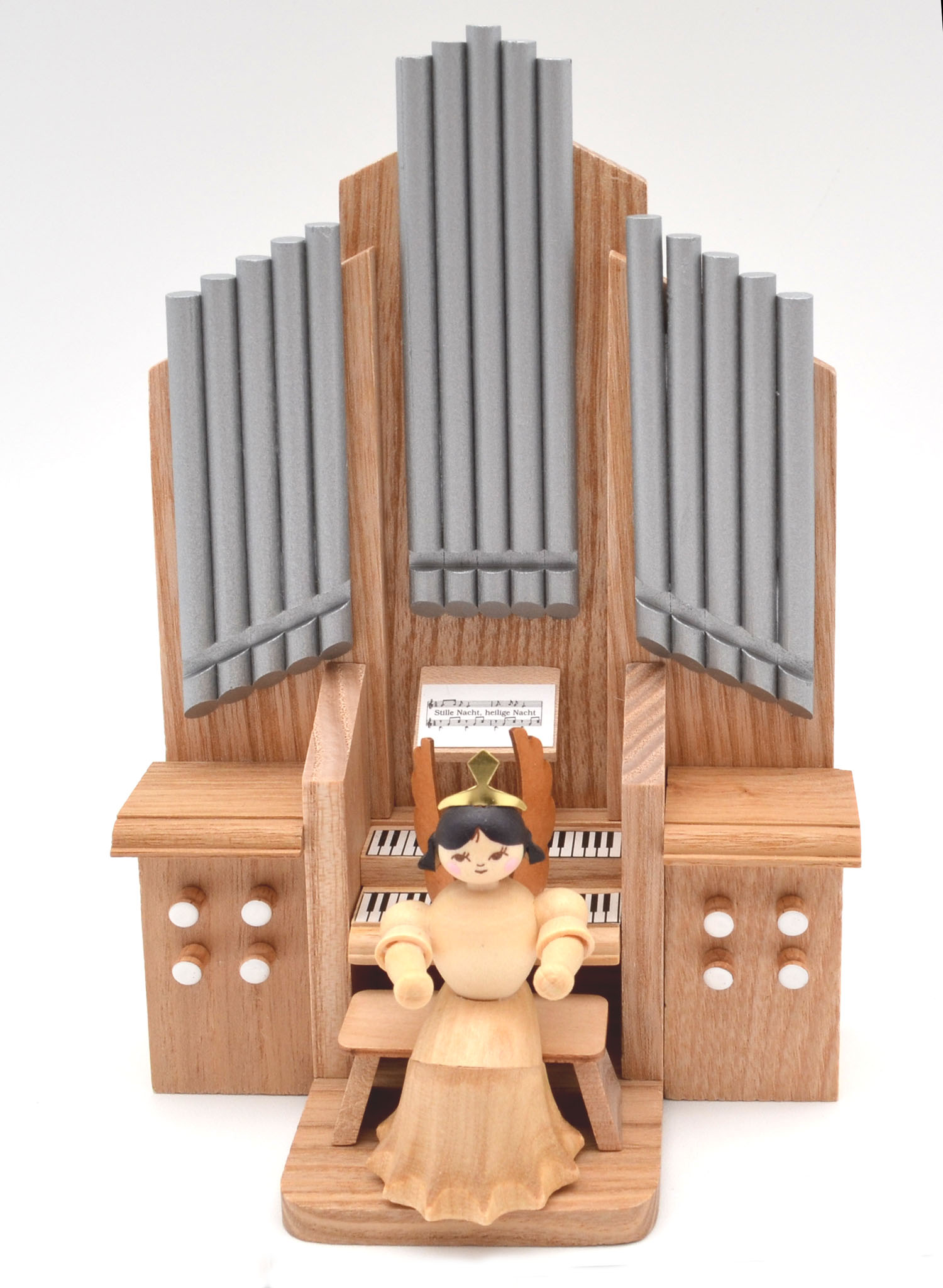 Orgel mit Engel 10x19 cm Natur 7 cm 