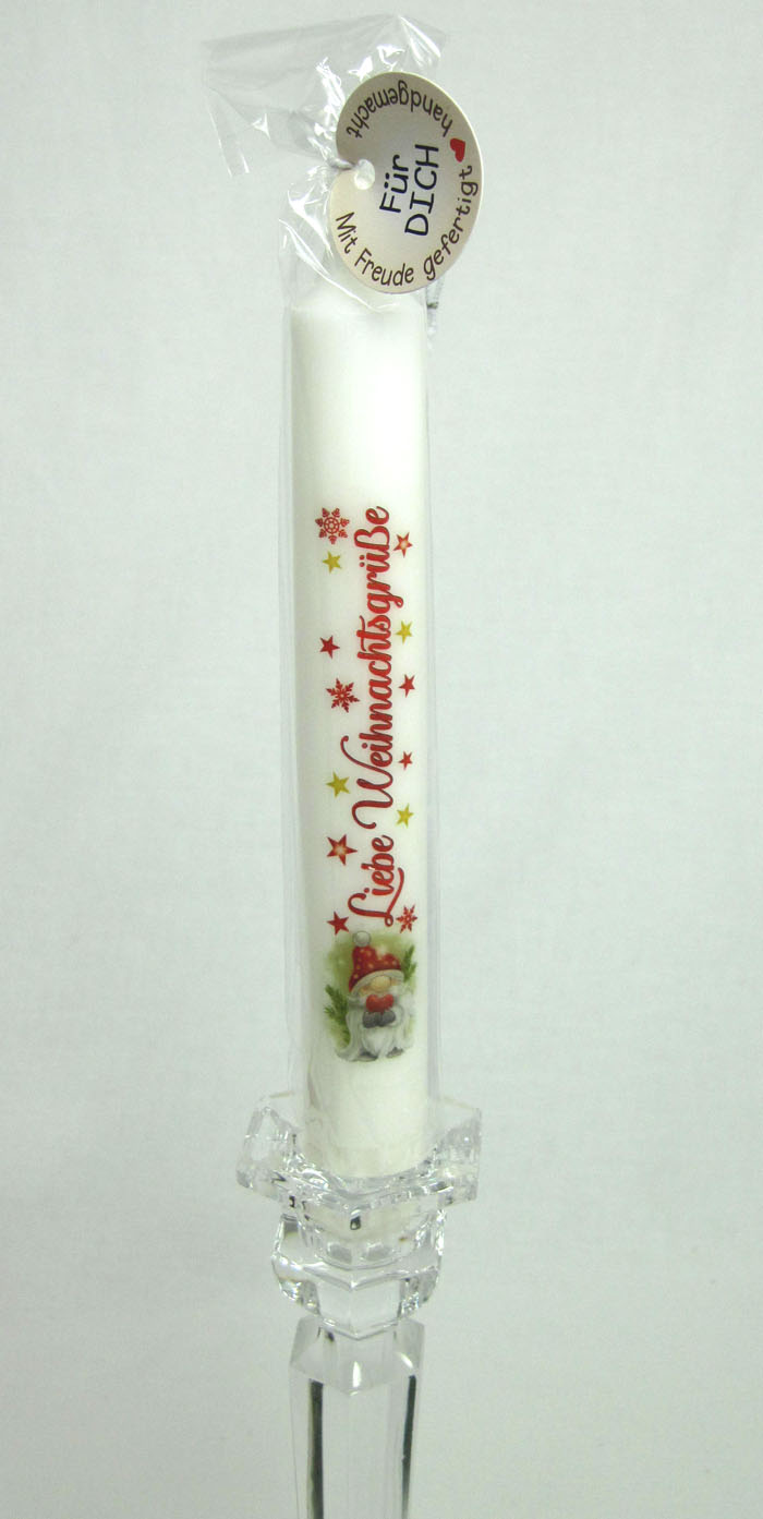 1 Stabkerze "Liebe Weihnachtsgrüße" Höhe 19 cm