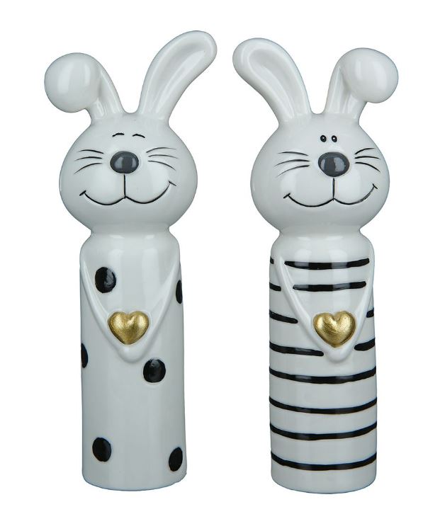 1 Porzellan Hase "Loving" mit Herz ca. 18 cm sortiert