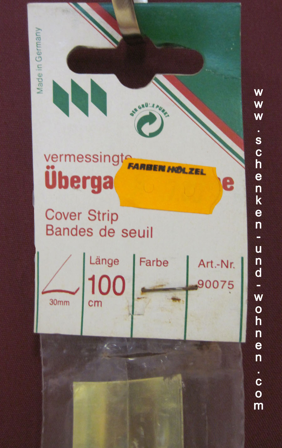 Übergangsprofil vermessingt 30x1,0mm 100 cm lang
