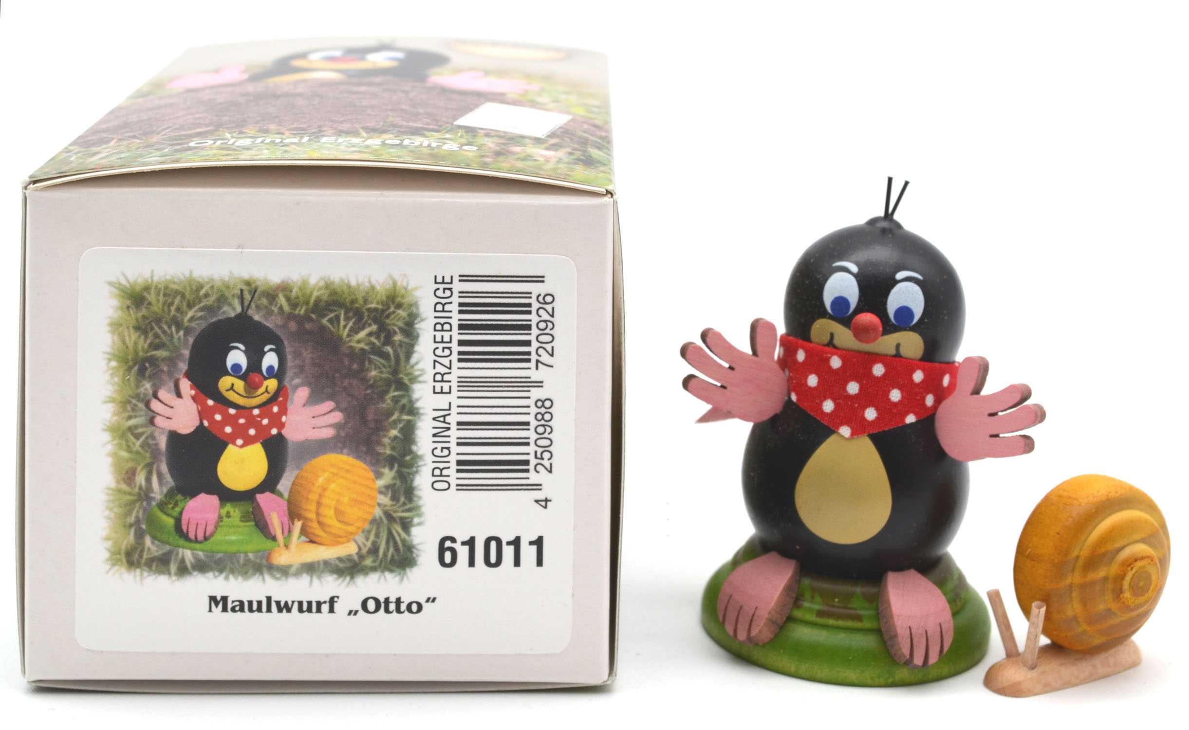 Maulwurf "Otto" mit Schnecke ca. 7 cm hoch 