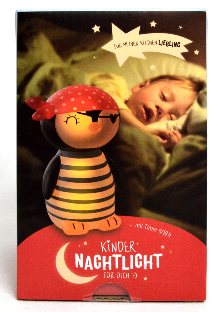 Set LED-Nachtlicht für Kinder Pirat mit Timer und Shopper