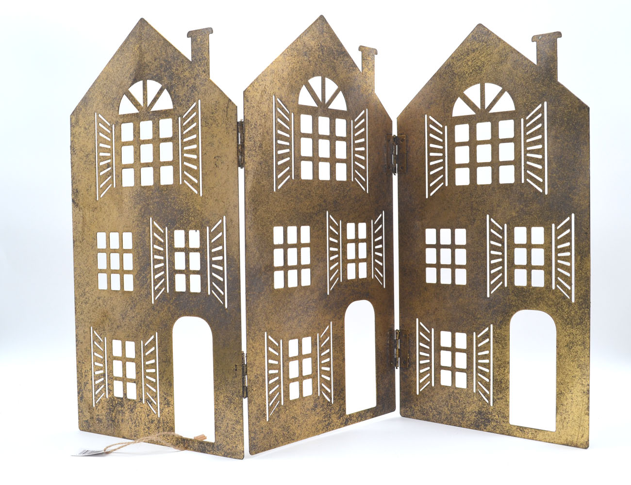 Häuserzeile aus Metall, 3teilig im Vintage-Look Höhe 38 cm  Häuserzeile aus Metall, 3teilig im Vintage-Look Höhe 38 cm