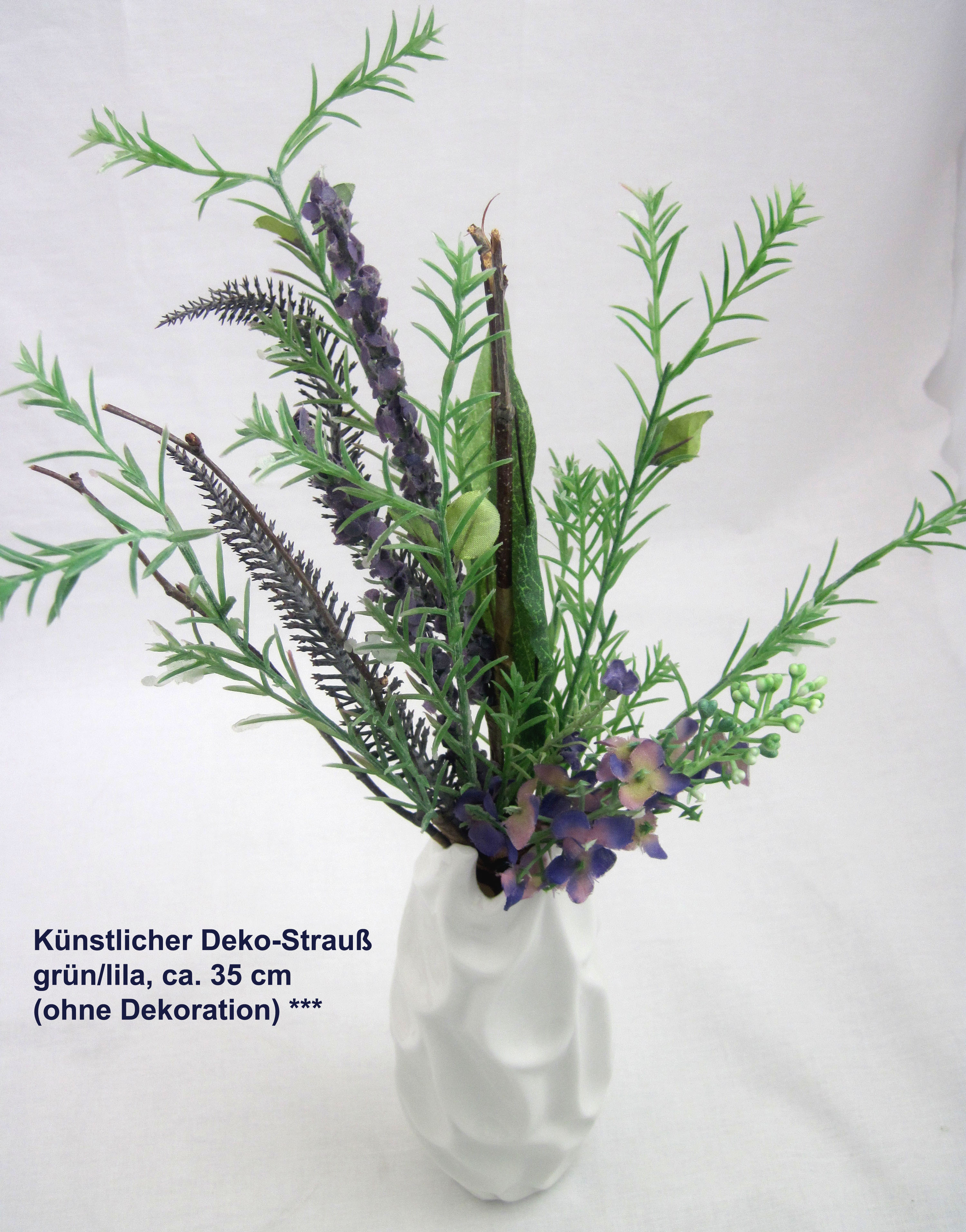 Künstlicher Deko-Strauß, grün/lila, ca. 35 cm