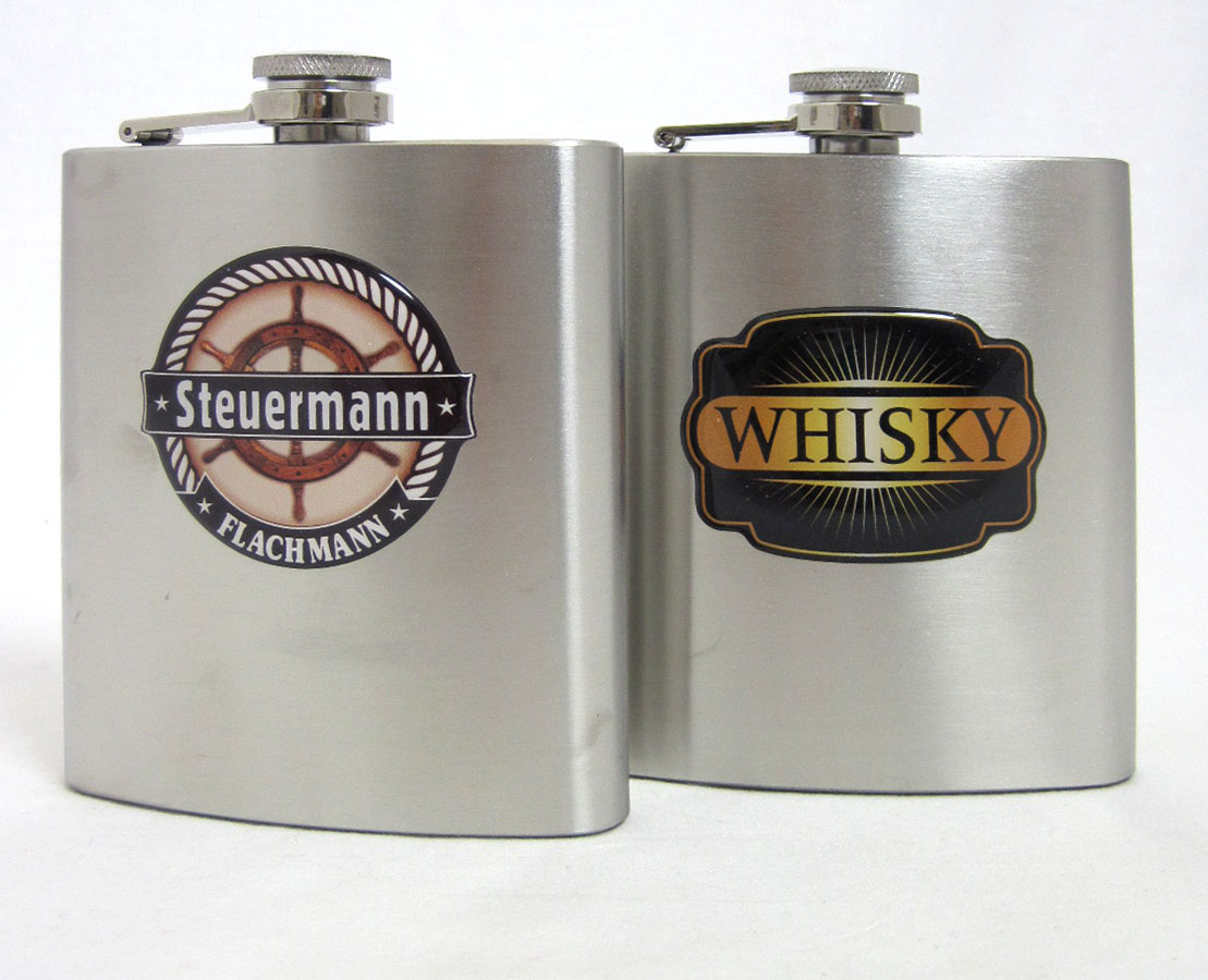 Flachmann Edelstahl gebürstet - Steuermann ca. 9,3 x 12,5 x2,6 cm B/H/T