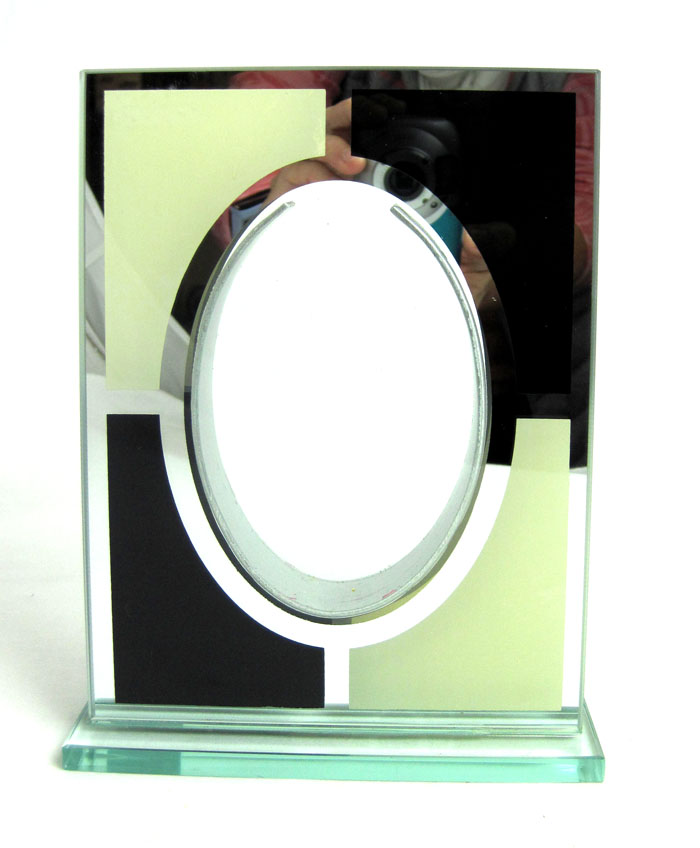 Glasvase "Atlantis Black" Schwarz-Silber 3D-Optik ca. 15,5x6x20,5 cm B-Ware