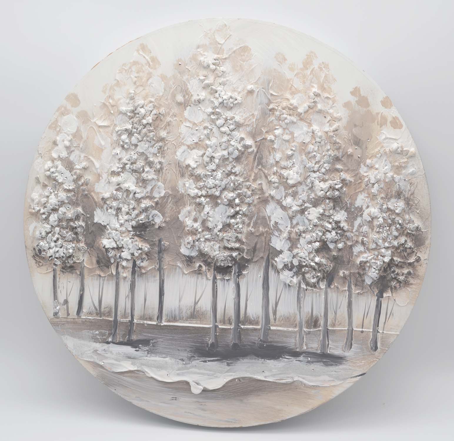 Wandbild Bäume mit 3D-Effekt und Glitzersteinen Ø 48 cm B-Ware