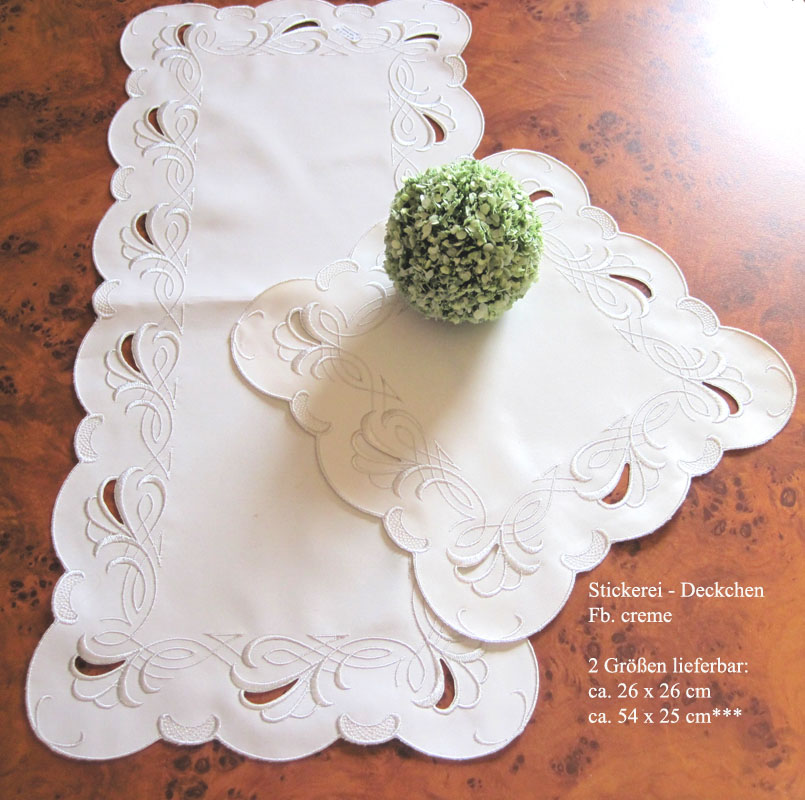 Tischläufer - Stickerei - Creme ca. 25 x 54 cm B/L