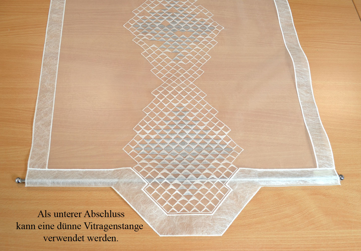 Fensterbehang Stickerei Diamond 47 cm x 140 cm (BxH) weiß-grau