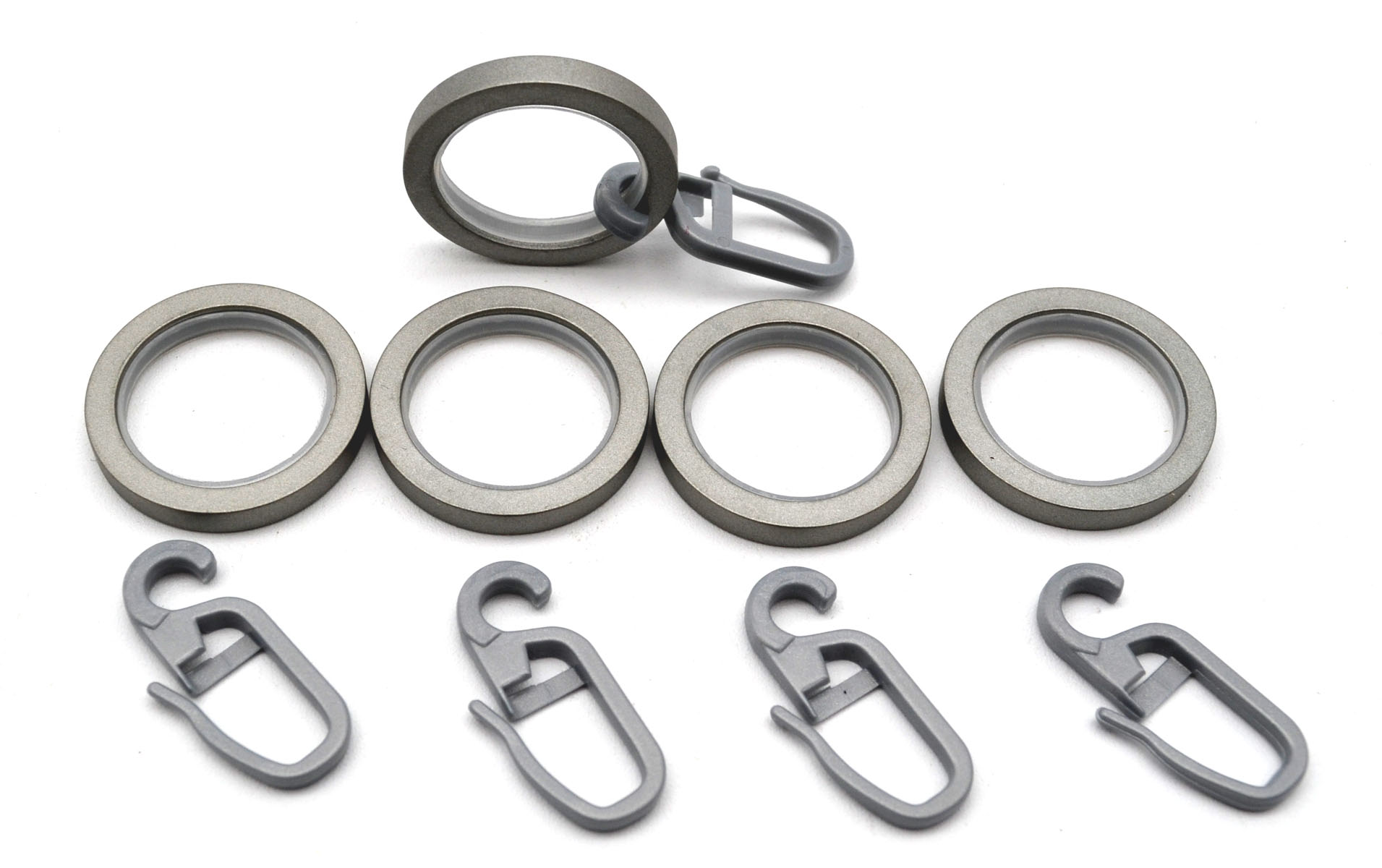 5 Stück Kunststoff-Ringe mit Gleiteinlage und FH für Stangen mit Ø 16mm silber matt