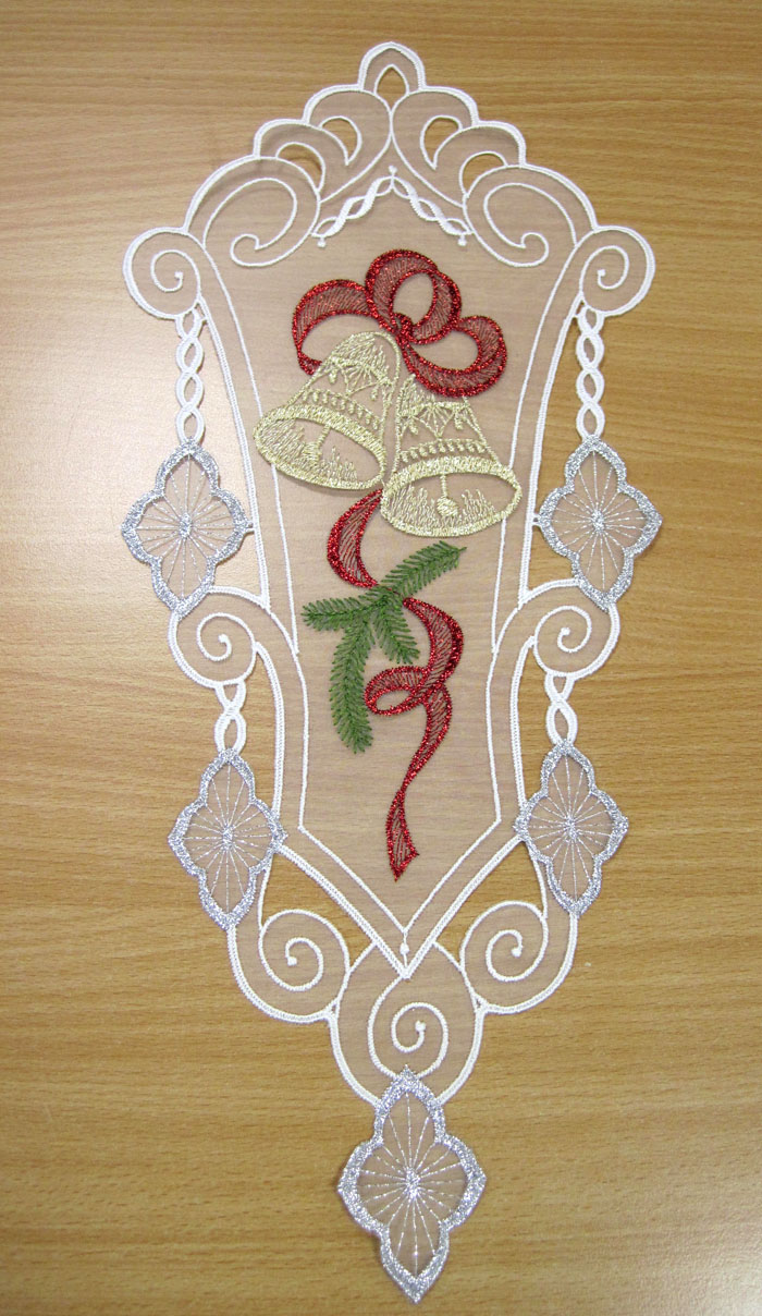 Plauener Spitze - Fensterbild "Glocken" ca. 48 x 20 cm (H/B)