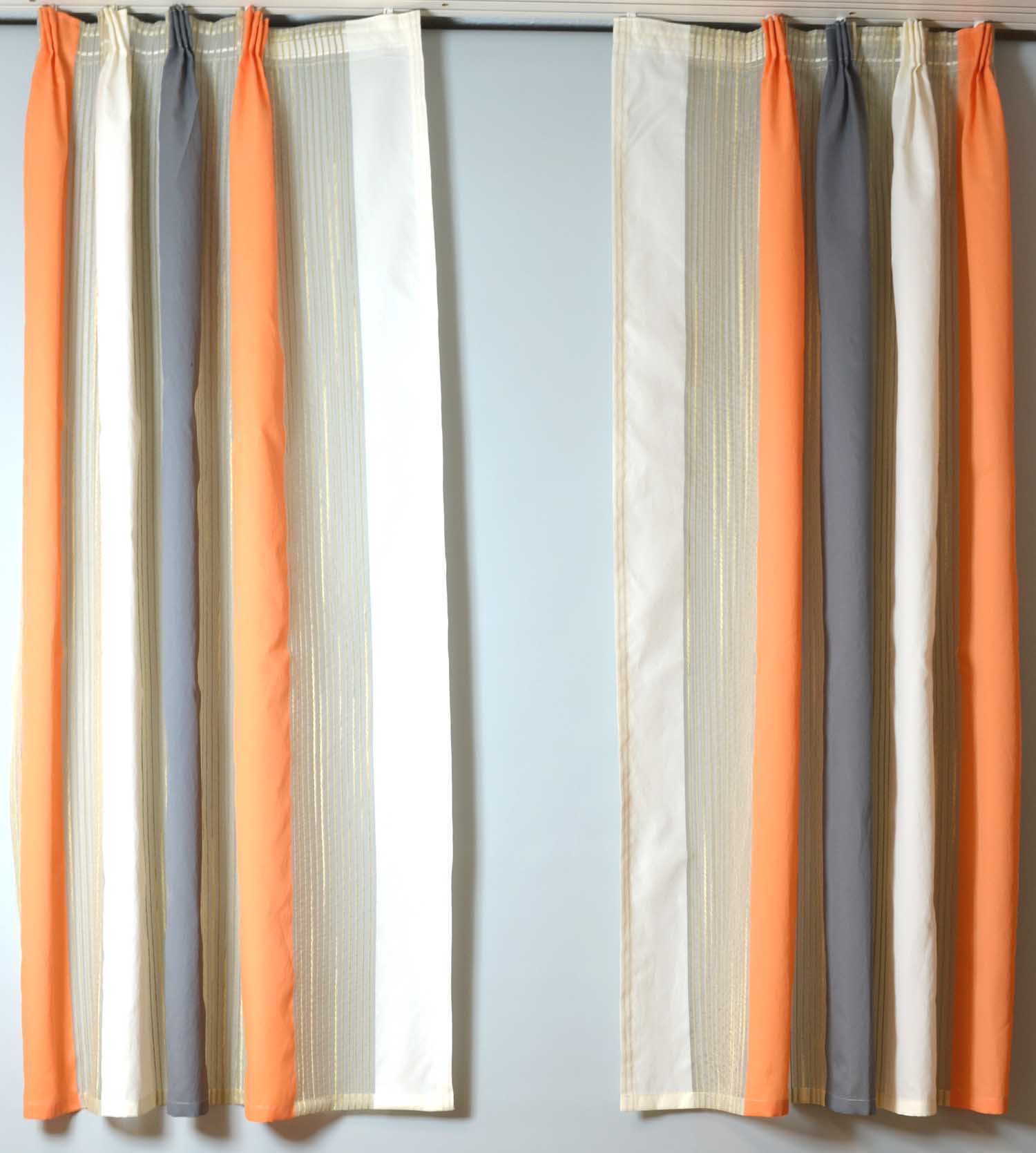 2 Dekoschals Seitenschal orange-weiss-grau 50 x 1,42 m (BxH)