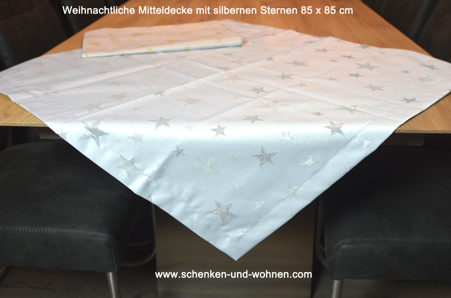 Mitteldecke 85 x 85 cm Sterne silber