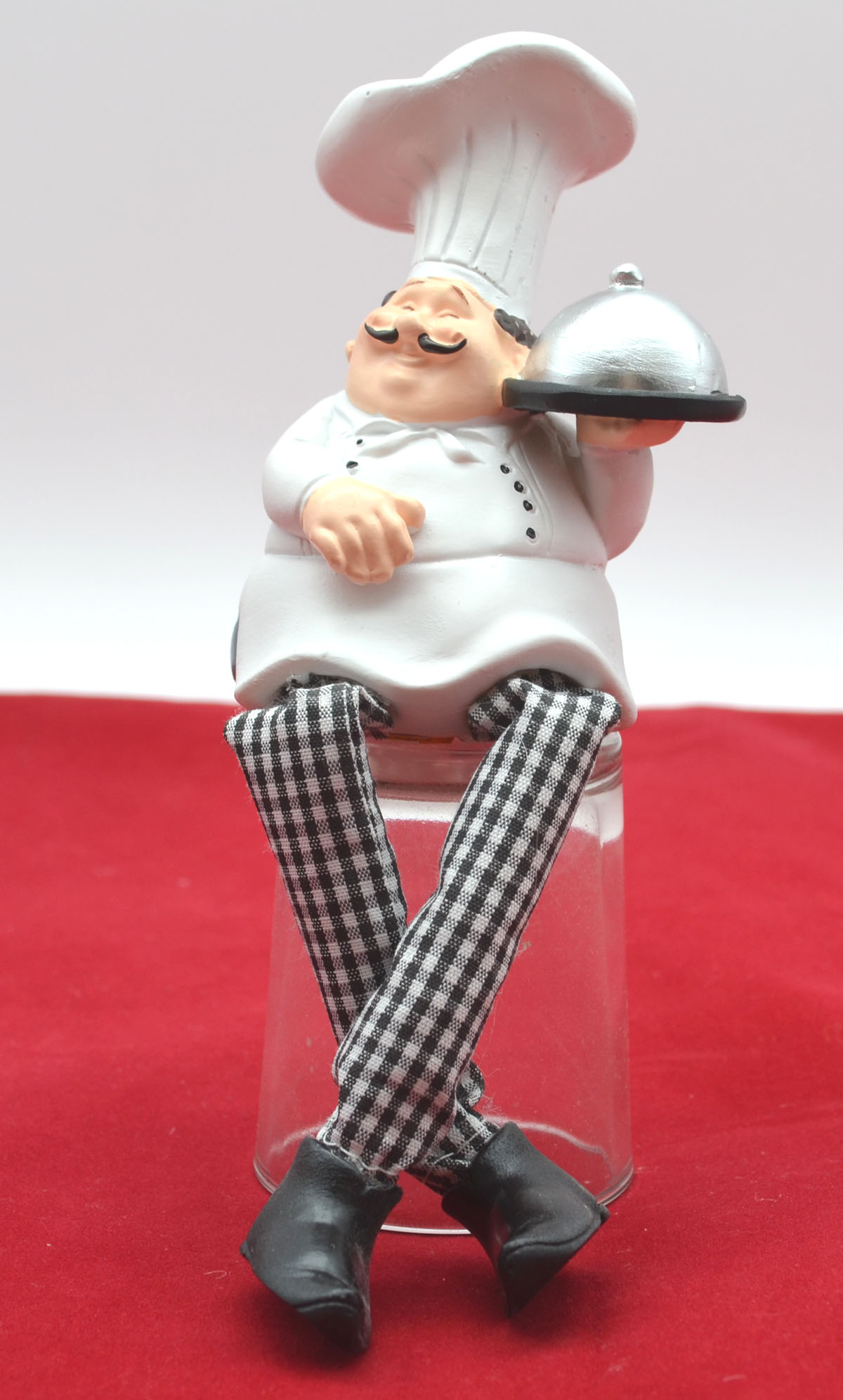 Kantensitzer Koch "Sternekoch" kariert weiss Kunstharz