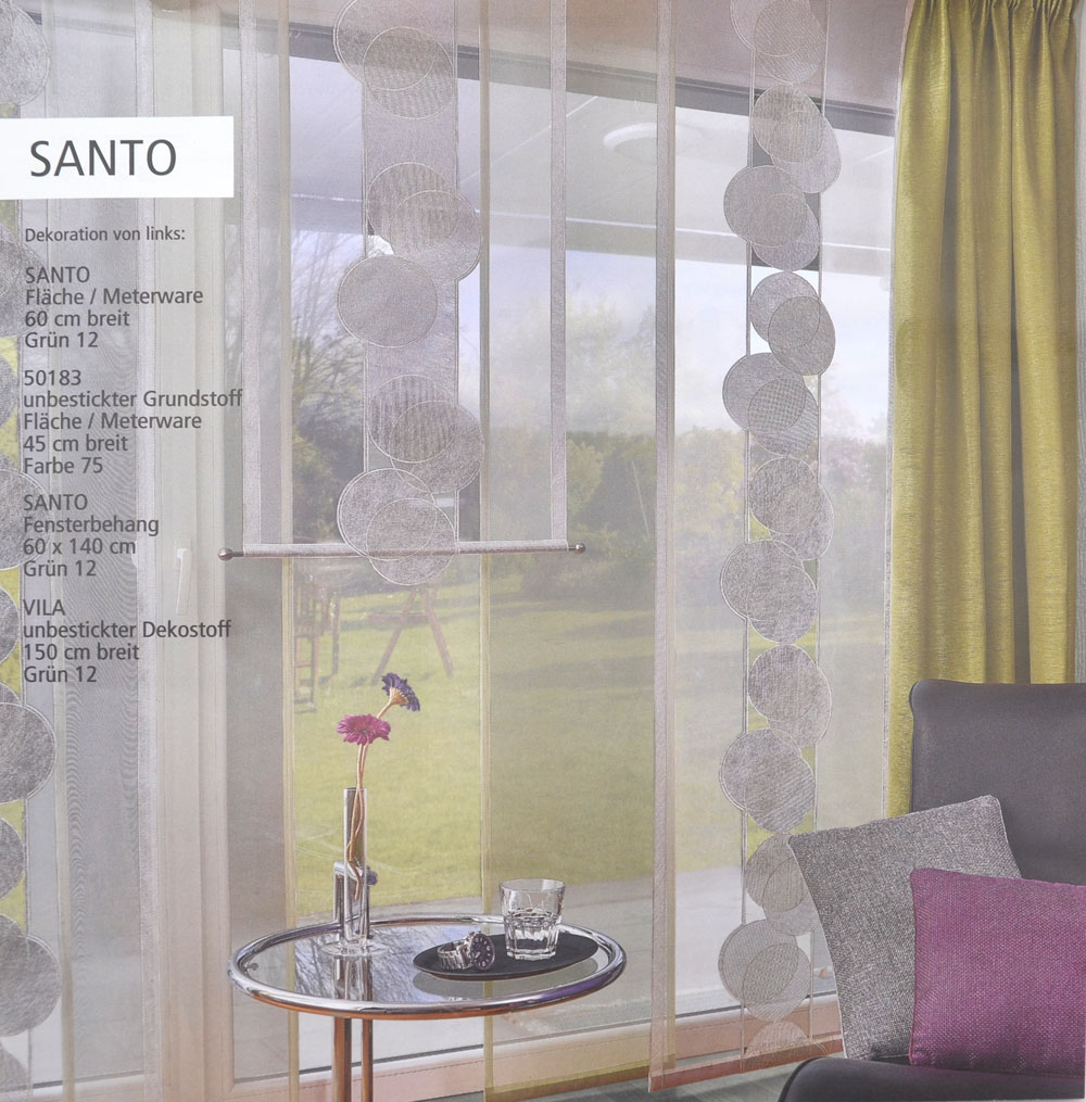 Flächenvorhang "Santo 3191" bestickt 60 cm breit Meterware