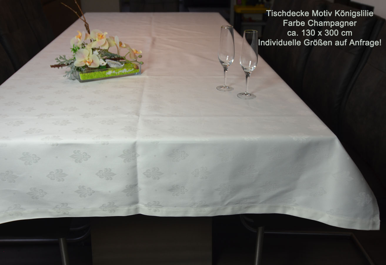 Tischwäsche Tischdecke 130 x 300 cm champagner Königslilie
