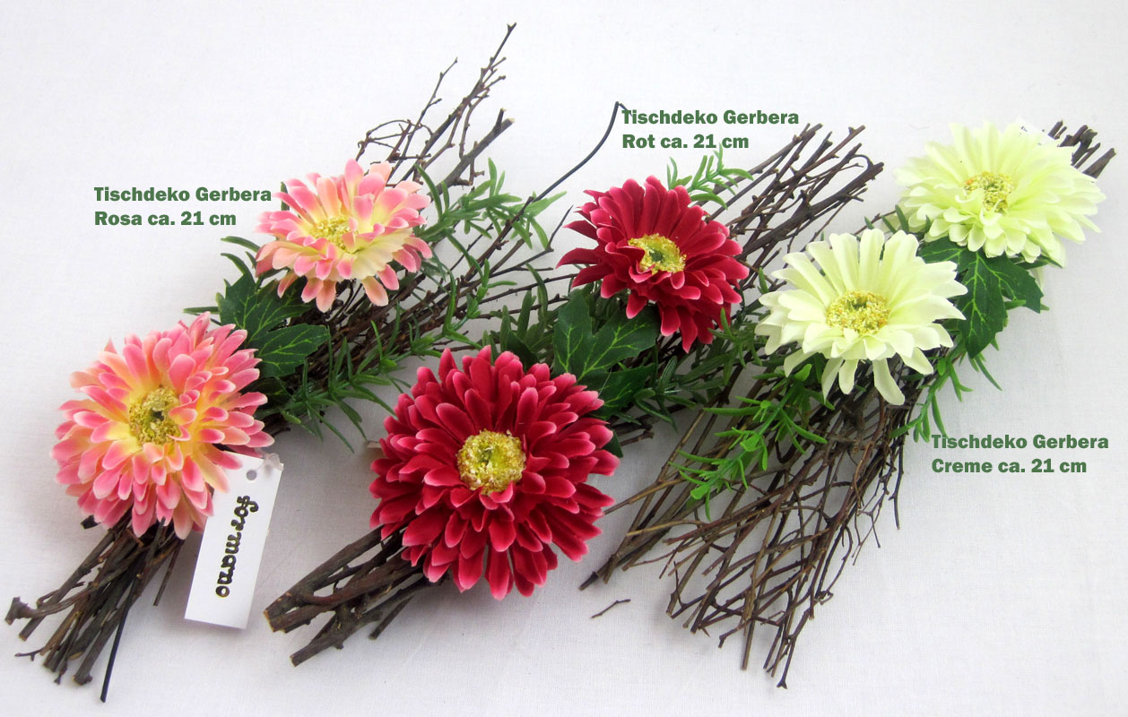 Tischdeko Gerbera aus Natur- und Kunstmaterial rosa ca. 24 cm