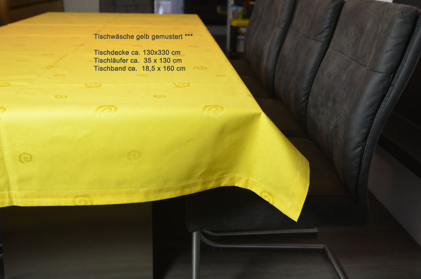 Tischwäsche Tischläufer ca. 35 x 130 cm gelb Kringel