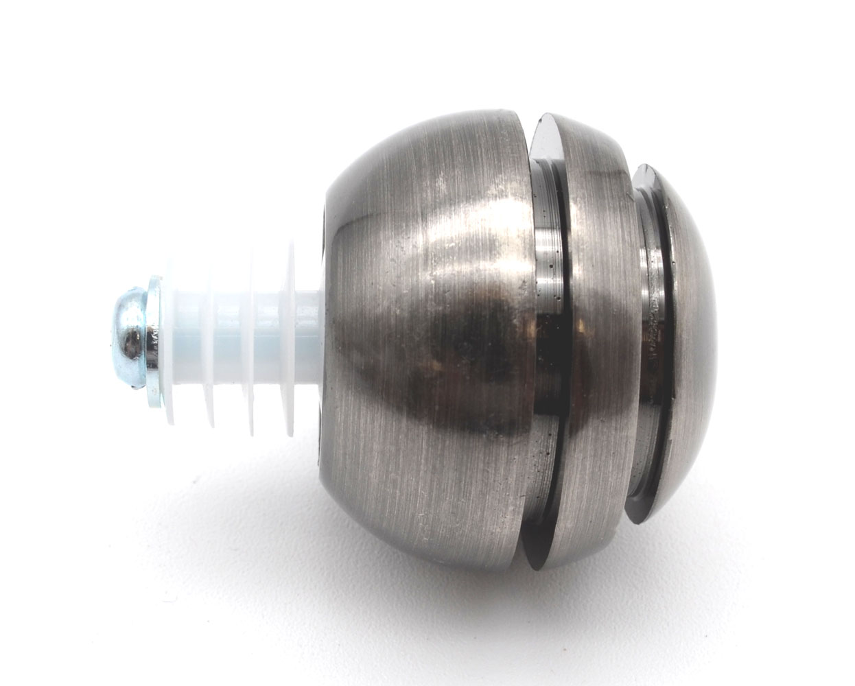 1 Endstück „Carrera“ – Kugel mit Rillen – Ø 35 mm – Platin – für Ø 19 mm 